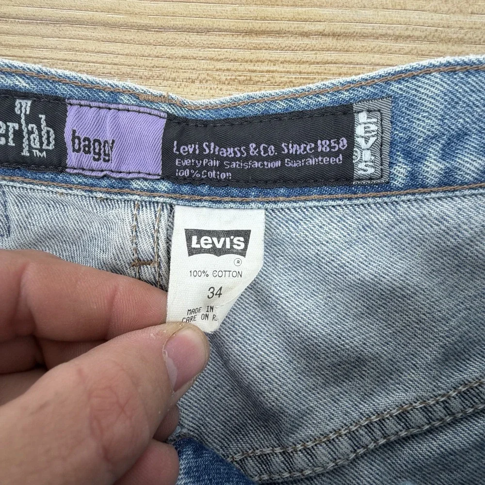 Vintage Levis Silver Tab Baggy Jean Shorts Mens 34 Blue 12